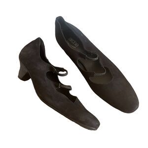 Arche Black Nubuck Leather Mary Jane Heels Women US 10 EU 41 Made France